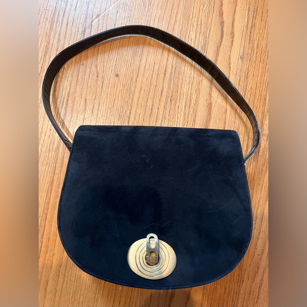 Vintage Black Suede Nicholas Reich Shoulder Bag